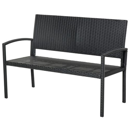 Outsunny Patio Rattan 2 Seater Garden Bench Love Seater Garden Armchair Black