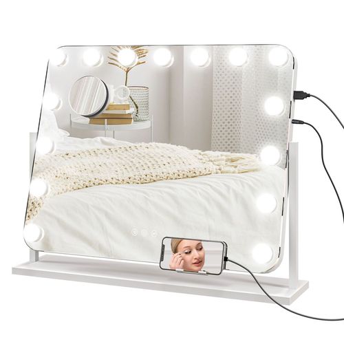 Hollywood Dimmable Lighted Makeup Mirror with Magnifier, USB Port