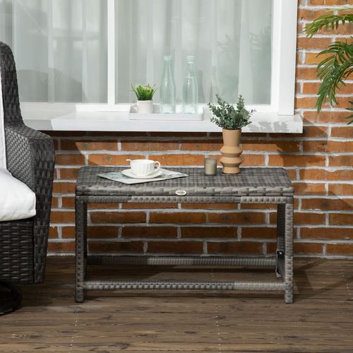 Outdoor Coffee Table Full Woven Table Top, Grey