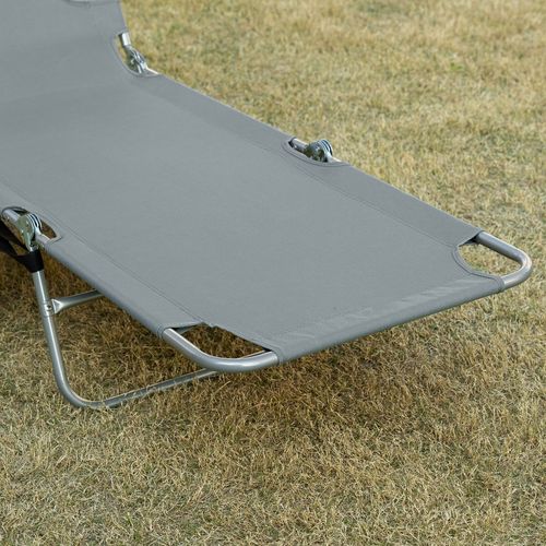 Beach Chaise Lounge Portable Adjustable Backrest with Face Cavity Grey