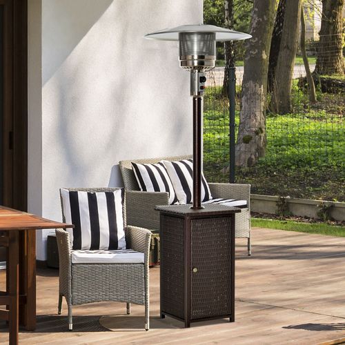 Gas Patio Heater with Wicker Rattan Design and Tabletop for Terrace 12KW