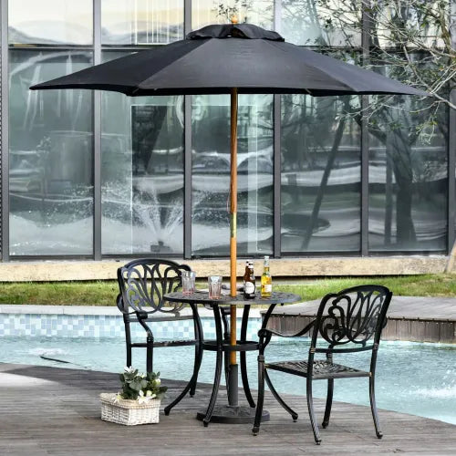 2.5m Wood Garden Parasol, Black