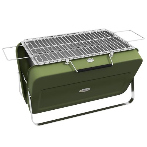 Portable BBQ Grill with Suitcase Design for Camping Picnic Party, Green