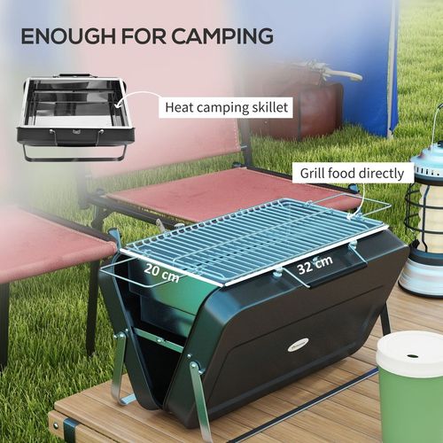 Portable BBQ Grill with Suitcase Design, Black